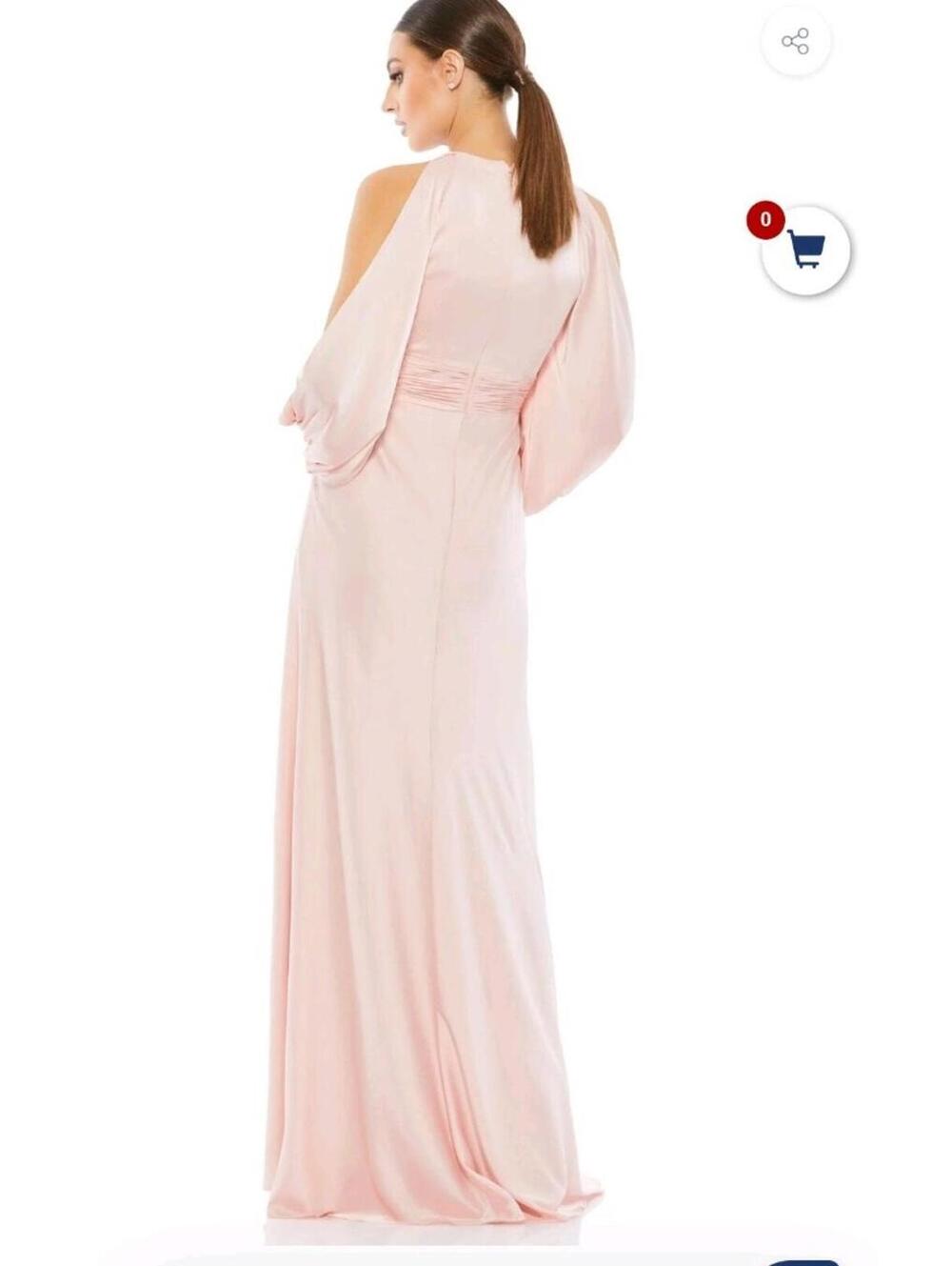 NWT Ieena Max Duggal Long Sleeve Satin Sheath pink salmon size 4 $398 - Picture 2 of 4